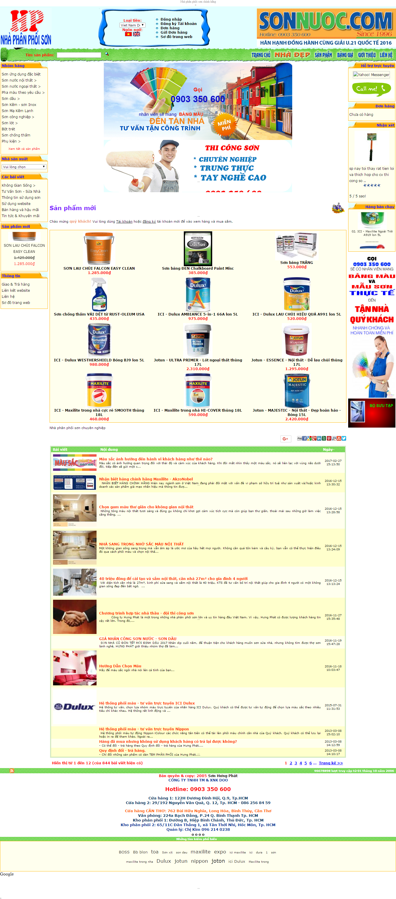 Thiết kế website các loại sơn nội thất, matit, sơn chống thấm của nhiều hãng sơn nổi tiếng